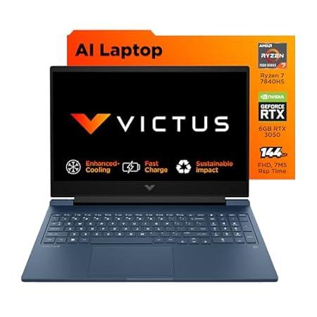 HP Victus Windows 11 Home Gaming Laptop,AMD Ryzen 7 7840Hs Ai Powered,6Gb RTX 3050 Gpu,16.1-Inch (40.9 Cm),95W Tgp,Fhd,IPS,144Hz,16Gb Ddr5,1Tb Ssd,RGB Backlit Kb,B&O (Mso,Blue,2.29 Kg),S0089Ax